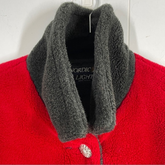 Nordic Lights Red and Black Elk Pattern Button Front Shacket Medium - Picture 6 of 7